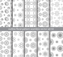 gray floral pattern seamless vector set