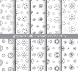gray floral pattern seamless vector set for fabric, textile, decorate backdrop and gift paper background design