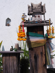 Thailand Shrine white wall background