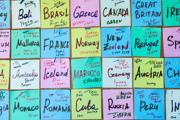 Plan holiday lay desk. Travel planning, concept. Trip plan. Trip plan. Planning vacation, search place for holiday.  Travel on world, banner, Stickers