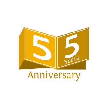 Fifty five years anniversary paper isolated. anniversary template design for web, game ,Creative poster, booklet, leaflet, flyer, magazine, invitation card - Vector