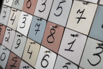 Font of numbers. Abstract background of color numbers for card or print Pattern of randomly distributed numbers from zero to nine in color