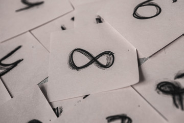 Background with numbers. Numbers texture Mathematical equations and formulas on stickers