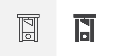 Guillotine icon. line and glyph version, outline and filled vector sign. Justice, guillotine linear and full pictogram. Symbol, logo illustration. Different style icons set