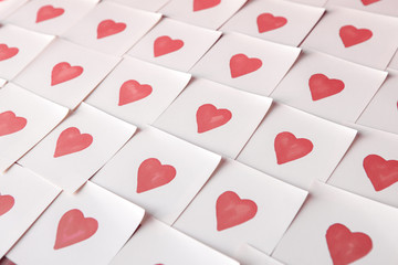 cute hearts love drawing pattern  Abstract empty sticky note with heart. Valentine greeting card message. Creative Valentine Day romantic composition