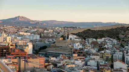 Obraz premium aerial view of the northern part of the city of Alicante, in Spain, at dawn