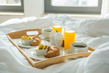 Breakfast served in hotel bedroom