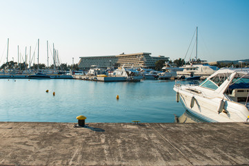 Obraz premium Yachts parking in the harbor yacht club