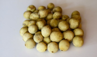 Ripe lanzones or Lansium domesticum. Tropical fruit.