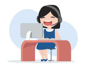 Call Center Operator girl working in office