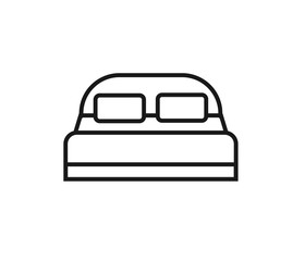 Naklejka na ściany i meble Double hotel room line icon. Double bed 