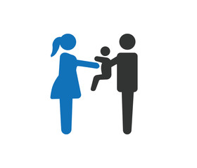 Father and mother with kids icon, New born baby with family 