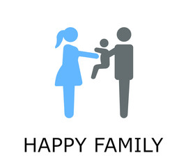 Father and mother with kids icon, New born baby with family 