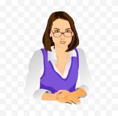woman in glasses isolated illustration
