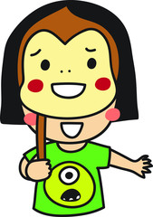 the girl and monkey mask