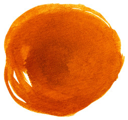 orange watercolor blot on white background