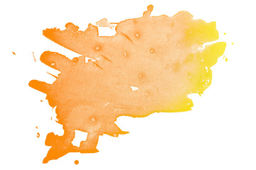 orange watercolor blot on white background
