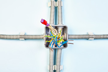 Insulating tape and shrinkable tube twisted wires.