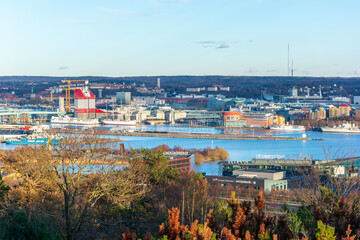 bird eye view of gothenburg city from top of ramberget hill