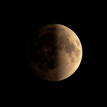 First quater Moon phase with detail in shadow