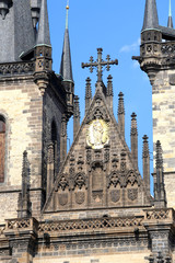 detail of the Church of Saint Mary of Tyn in PRAGUE in the Czech