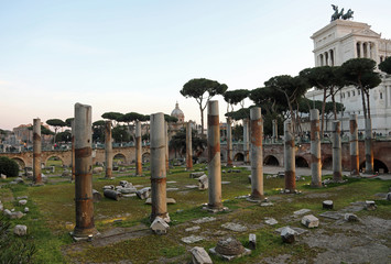columns of Market of Trajan in Rome Italy