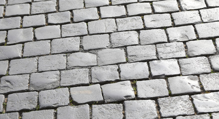 sampietrini pavement made with cobblestones in Saint Peter Squar