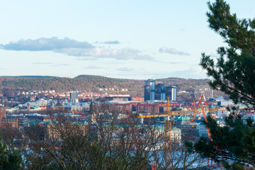 bird eye view of gothenburg city from top of ramberget hill