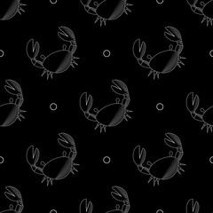 Stylization by hand drawing. crabs vector seamless pattern.