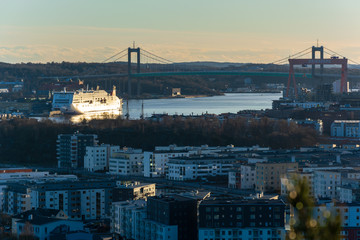 bird eye view of gothenburg city from top of ramberget hill