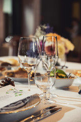 glasses on table