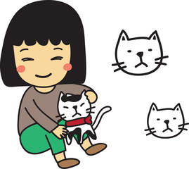 little girl and her cat