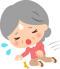 前方向へ転ぶシニア女性