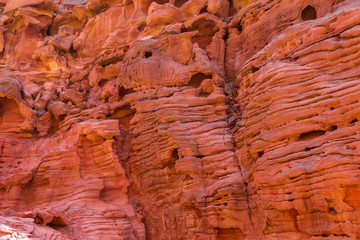Coloured Canyon is a rock formation on South Sinai (Egypt) peninsula. Desert rocks of multicolored sandstone background.	