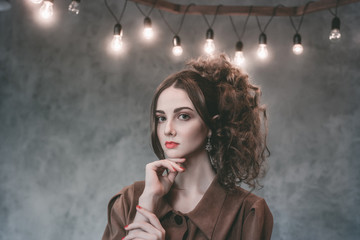 Obraz premium girl in the style of the 80s