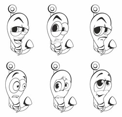 Worms. Emotions. Cartoon illustration