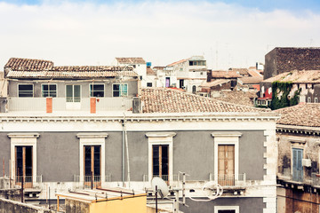Fototapeta premium Catania rooftops, aerial cityscape, travel to Sicily, Italyю