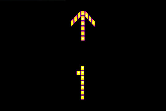  Elevator screen.Up arrow and number one.Black background.Concept of movement upwards, achievements, desire to be first, victory,sign of financial success.