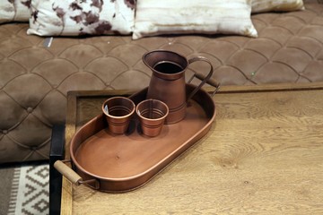 Fototapeta na wymiar Metal pots for coffee