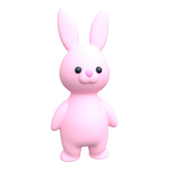 Model toy Pink Bunny isolated on white background. 3d rendering