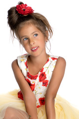 Fashionable little girl in a dress