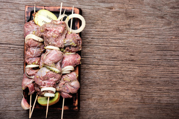 Raw shish kebab