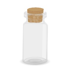 glass bulb for medicine or oil with wooden stopper 