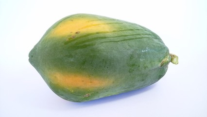 fresh green papaya isolated on white background