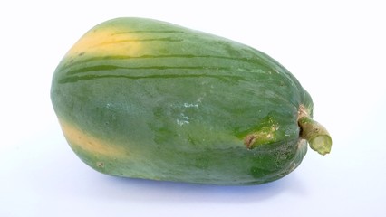 fresh green papaya isolated on white background
