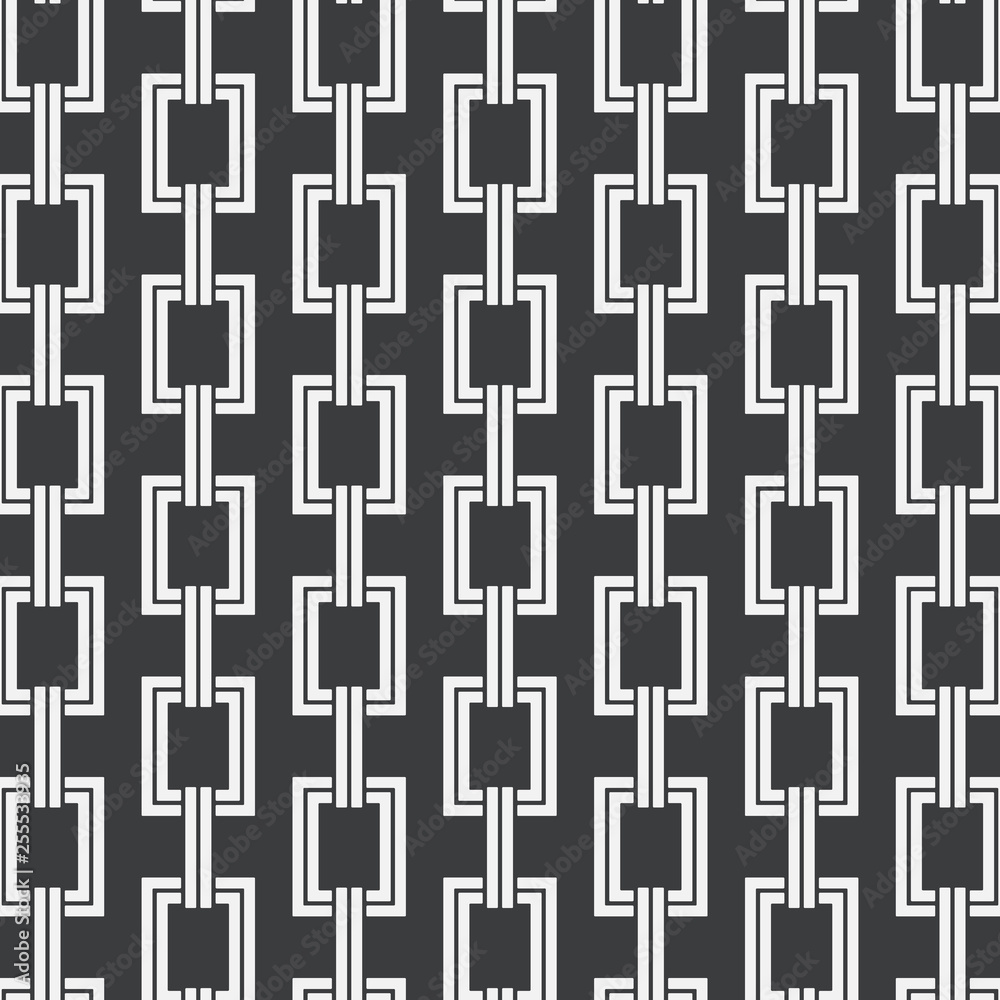 Wall mural linear geometric vector pattern, repeating abstract chain, dark gray line of abstract chain. graphic clean design for fabric, event, wallpaper etc. pattern is on swatches panel