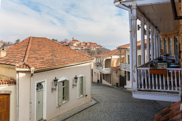 View  of picturesque streets of small Signagi town in Kakheti region, Georgia
