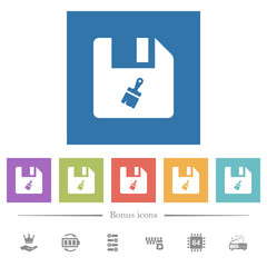 Paste file flat white icons in square backgrounds