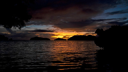 Sunset over Palau's Rock Islands