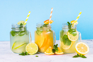 Lemonade, mojito and orange lemonade.